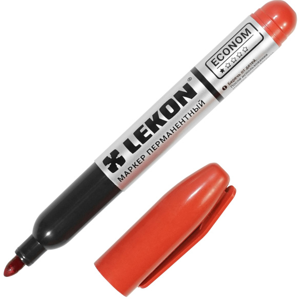 Маркер перманентный красный 3мм 10шт упаковка LEKON ECONOM 012413; 11614360